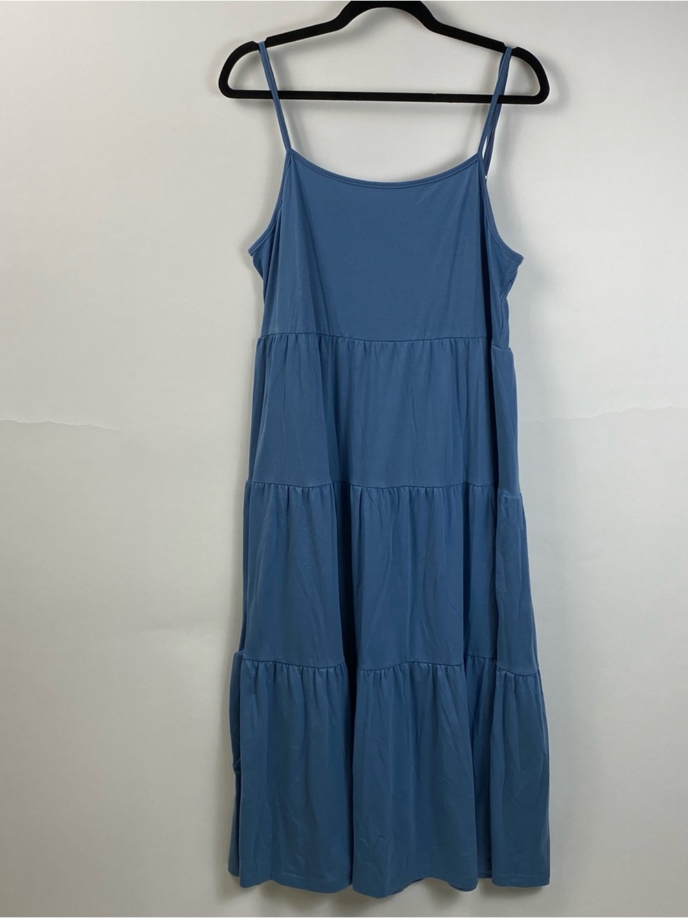 Women's Jersey Blue Tiered Spaghetti Strap Dress